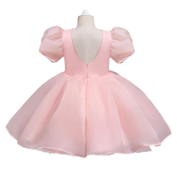 NNJXD | Blush | FLOWER GIRL PUFF SLEEVES ORGANZA DRESS - Picture 2 of 15